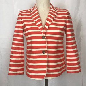 Ann Taylor Orange & Cream Striped Jacket Sz 2P